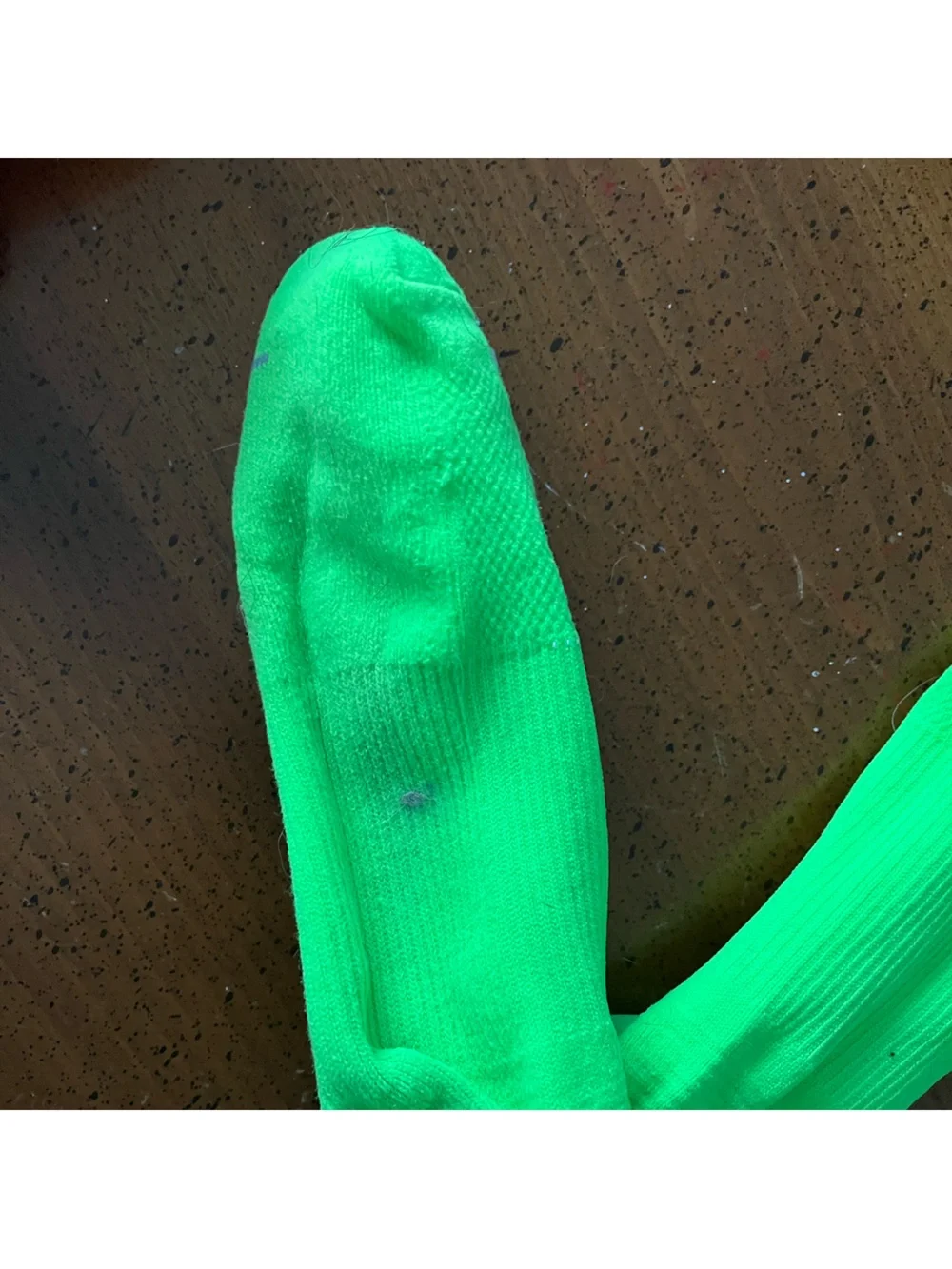 TCK Over-Knee Baseball Socks Neon Green with Royal Blue and Gray Stripes - XL